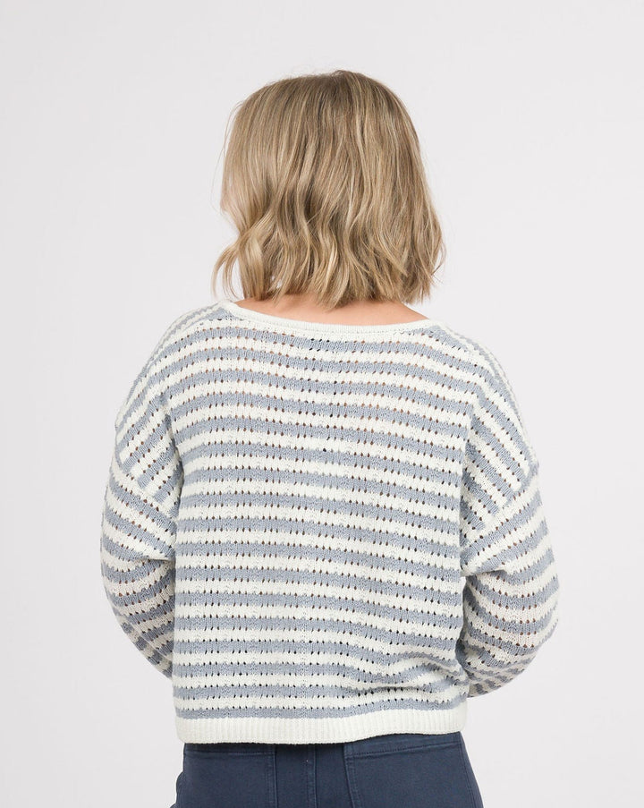 Harris Crocheted Cardigan - Blue and White