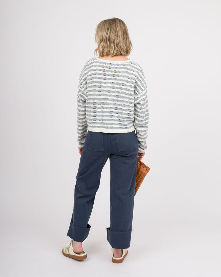 Harris Crocheted Cardigan - Blue and White