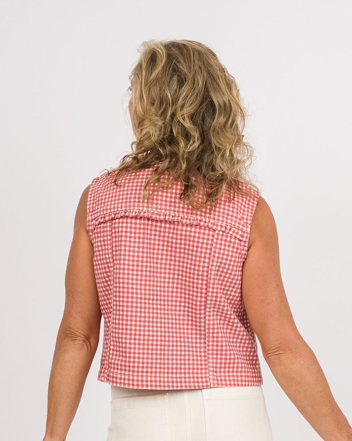Gloria Red Gingham Vest