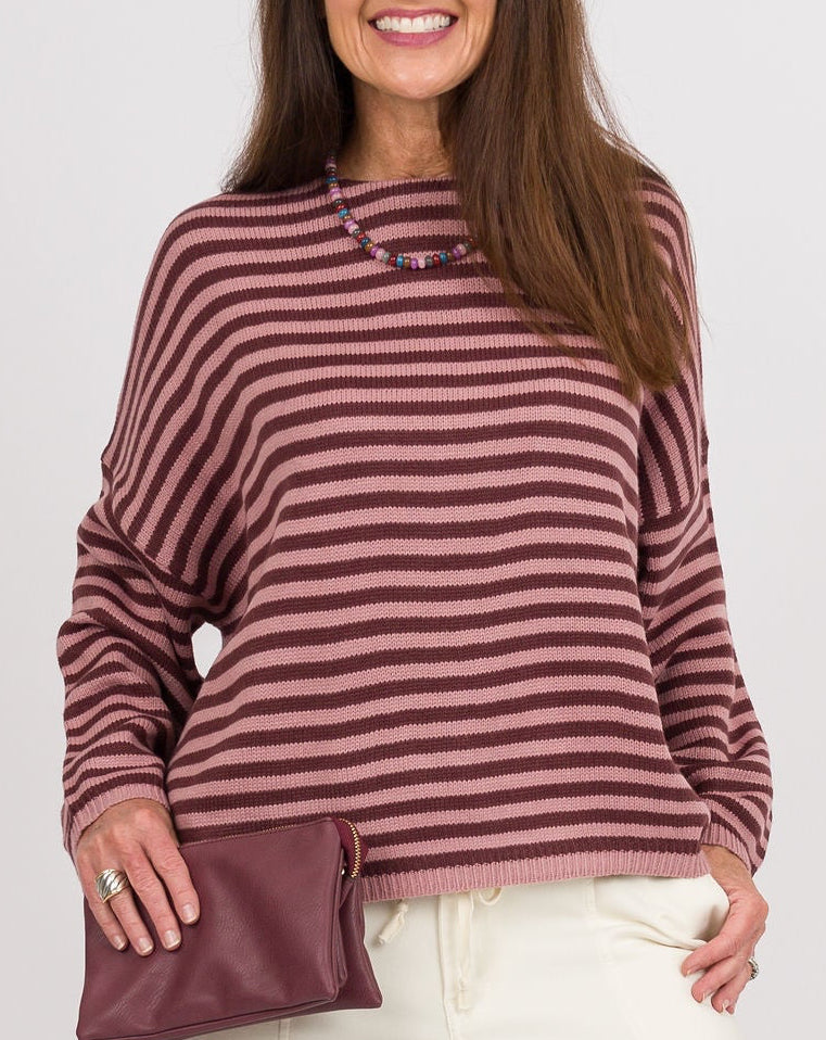 Dark Cherry Striped Sweater