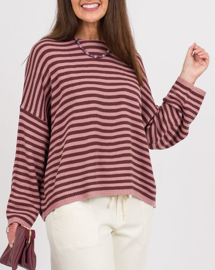 Dark Cherry Striped Sweater