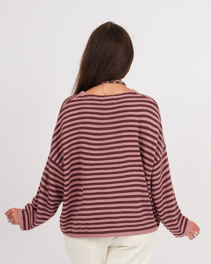 Dark Cherry Striped Sweater