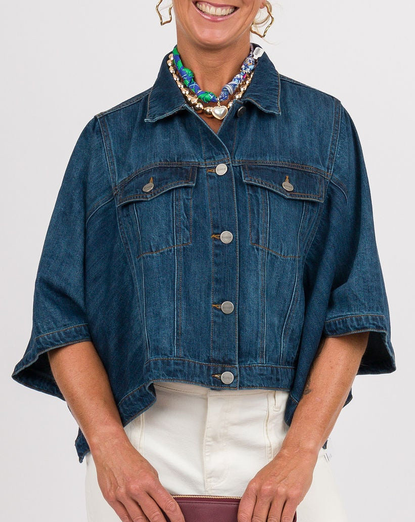 Risen Flowy Cape Denim Jacket