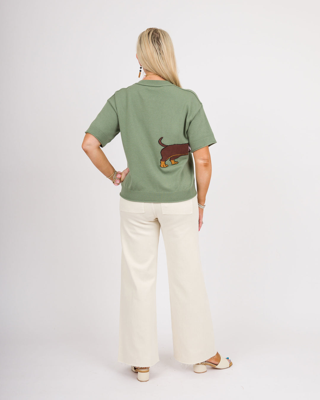 Weanie Dog Sweater Top - Olive