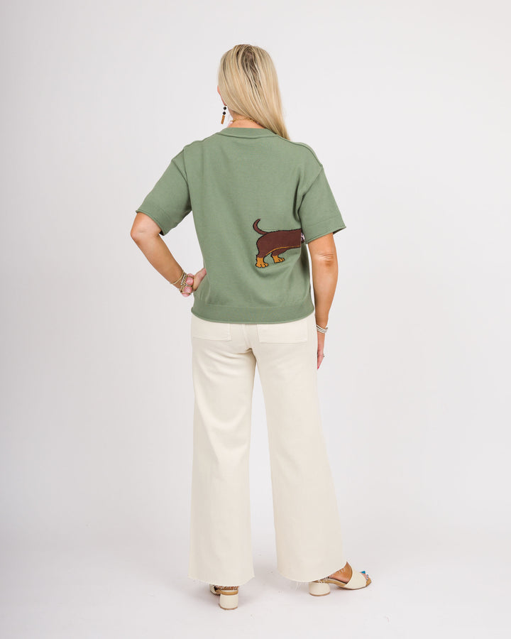Weanie Dog Sweater Top - Olive