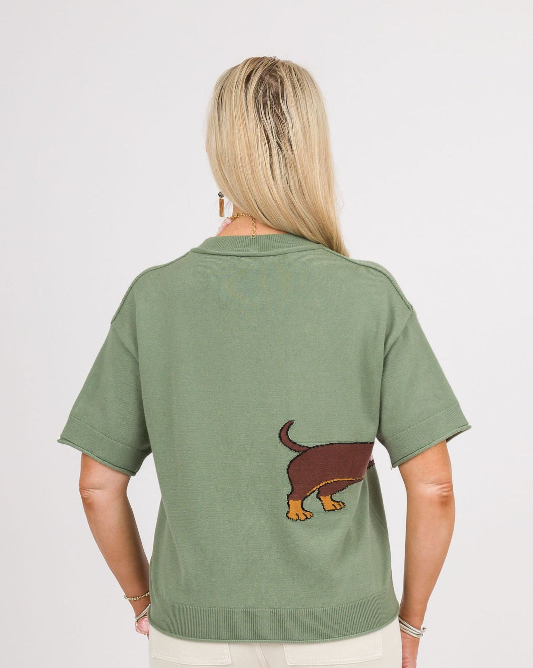 Weanie Dog Sweater Top - Olive