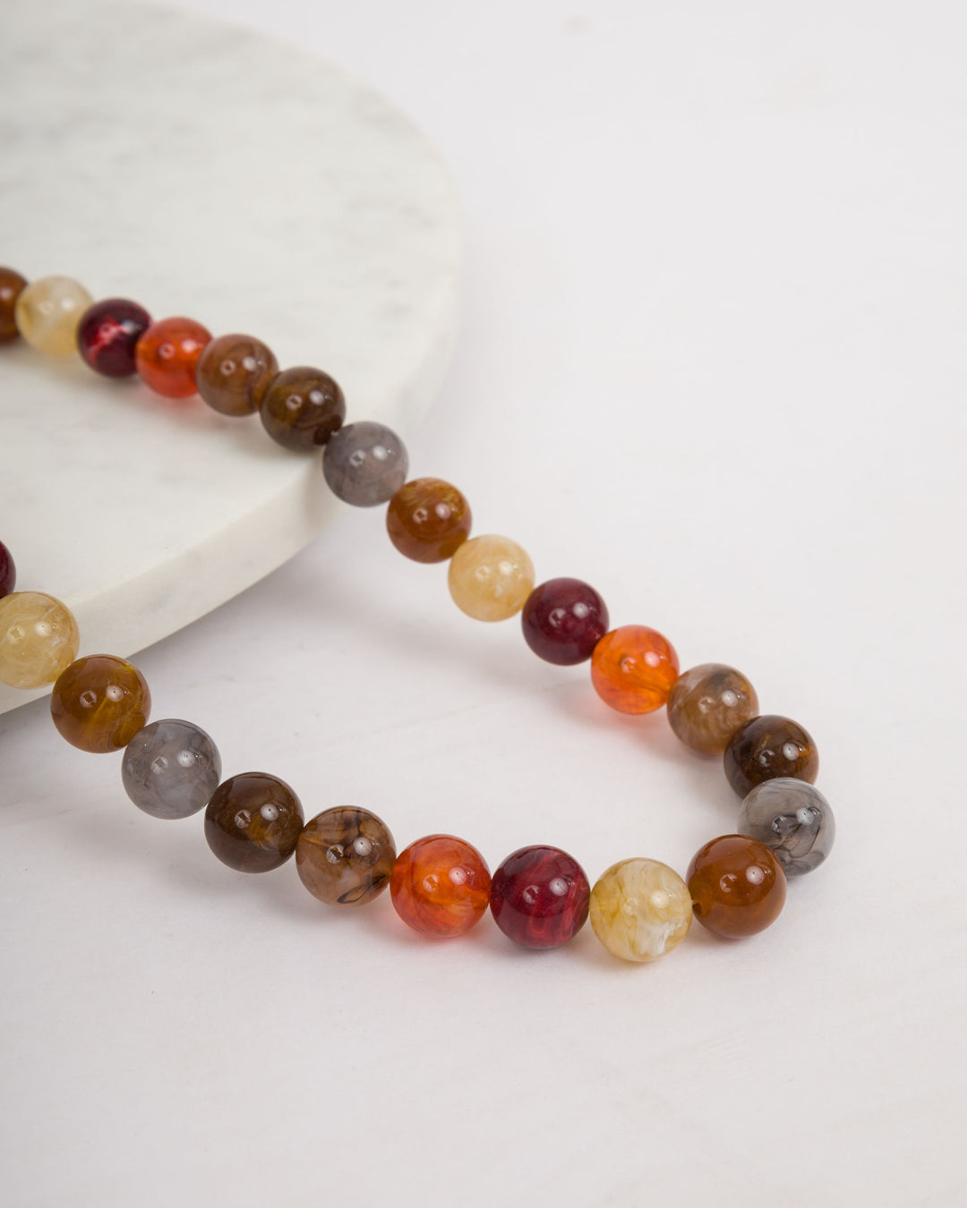 Multi Color Beaded Necklace - Brown and Grey
