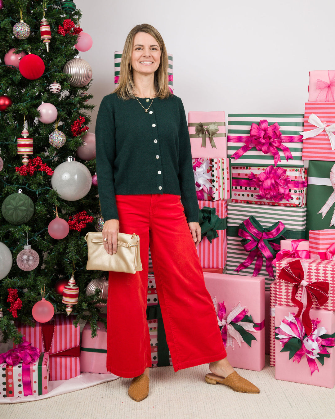 Tomato Red Corduroy Pants
