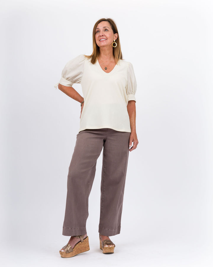 Spanx Twill Cropped Wide Leg - Smoke-Final Sale