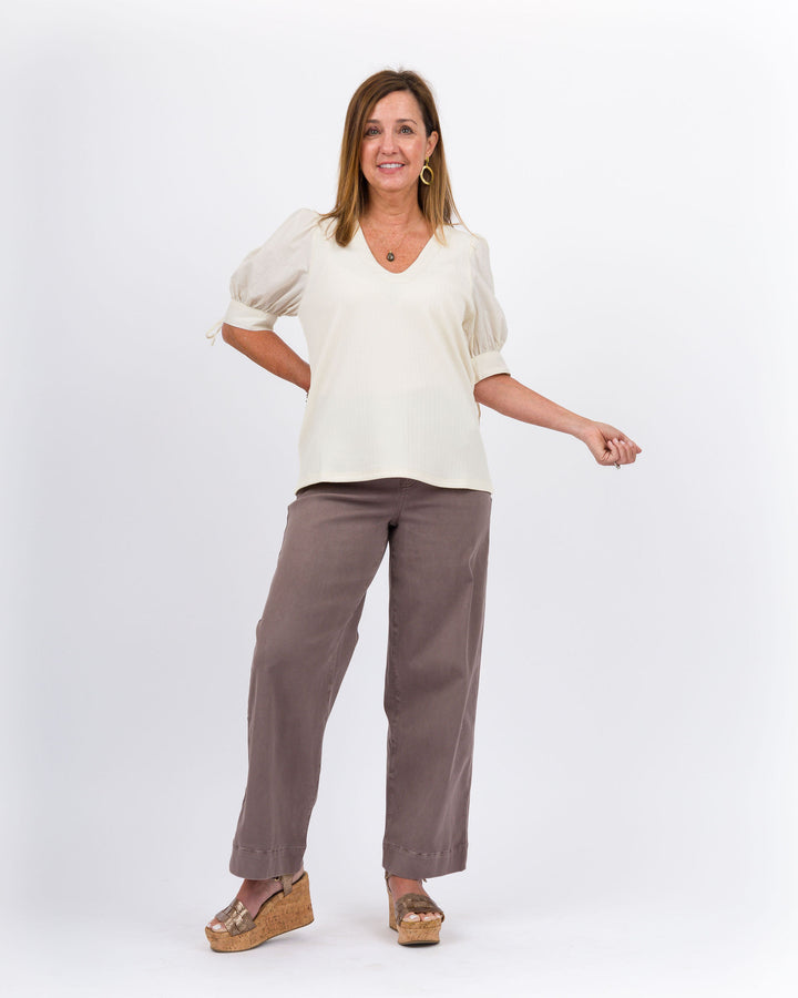 Spanx Twill Cropped Wide Leg - Smoke-Final Sale