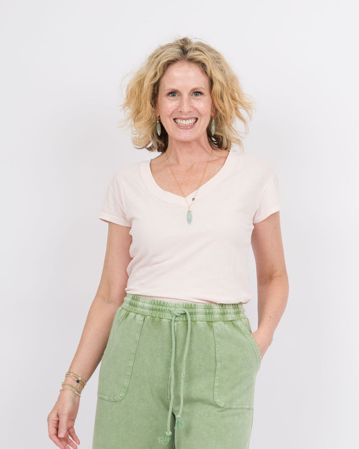 Z Supply Modern V-Neck Tee Pink Salt