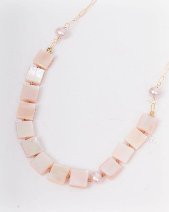 J.Mills Studio Square Cut Pink Abalone Necklace