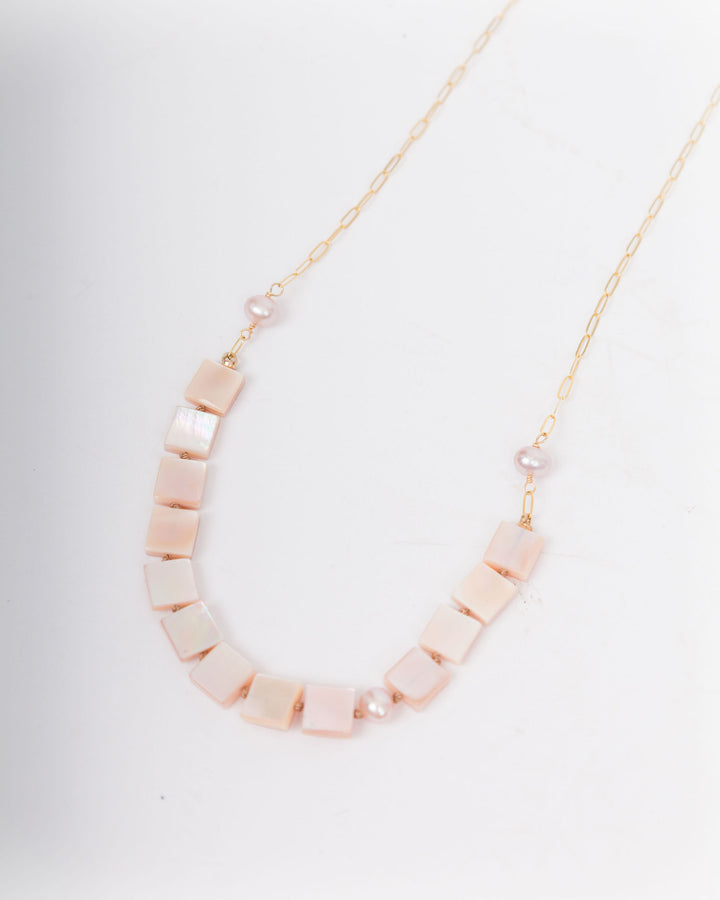 J.Mills Studio Square Cut Pink Abalone Necklace