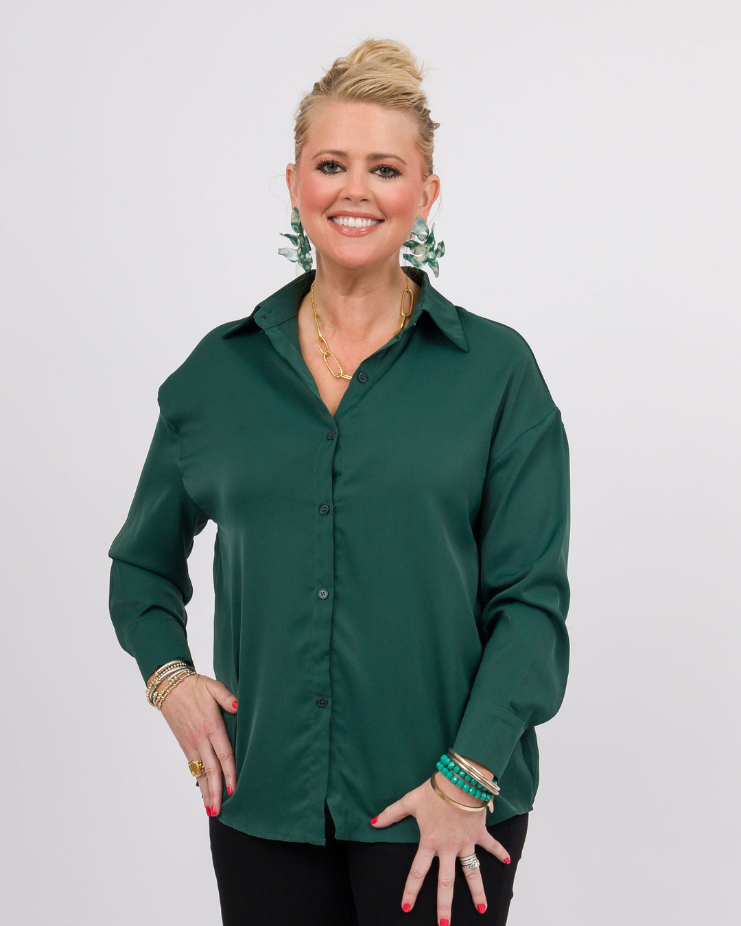 The Kathryn Shirt- Forest Green