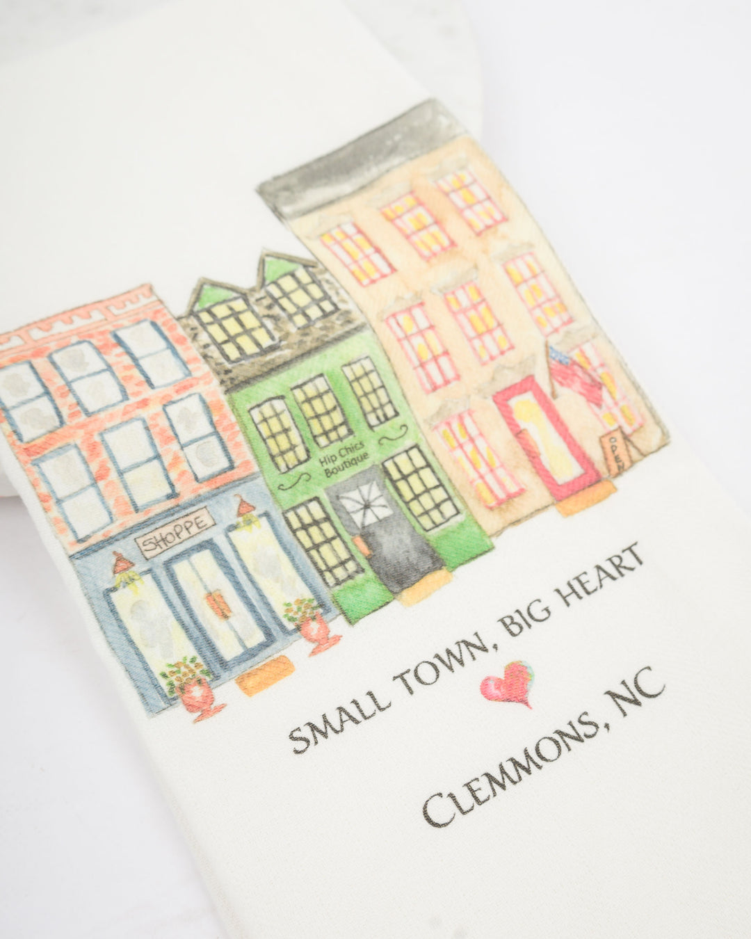 Small Town Big Heart Dish Towel - Clemmons