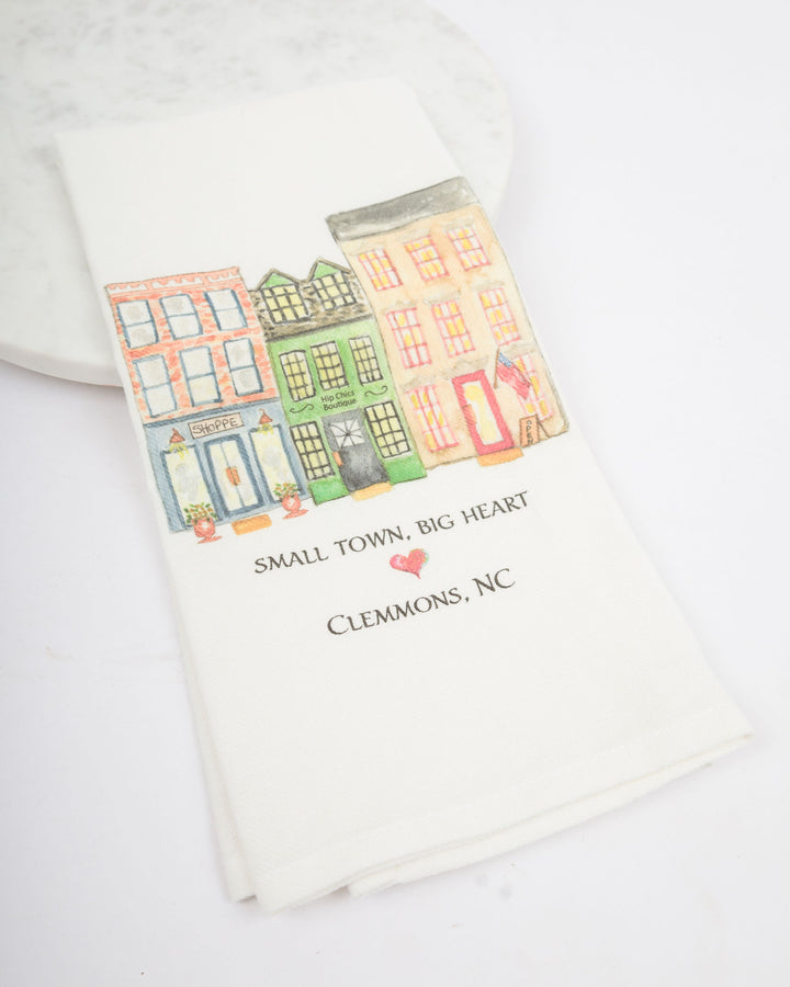 Small Town Big Heart Dish Towel - Clemmons