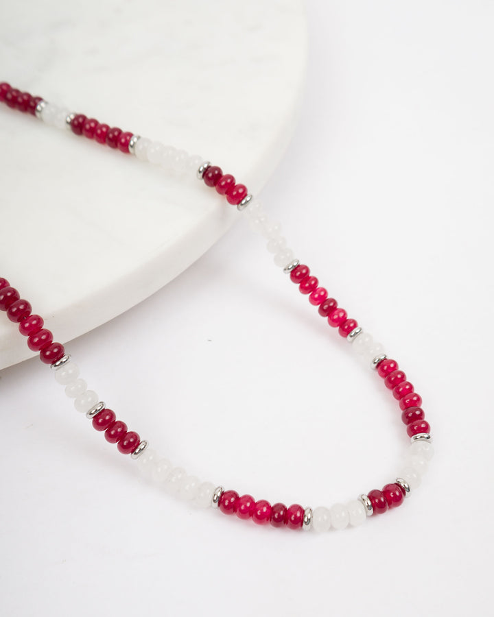 Game Day Bead Necklace - Red &amp; White