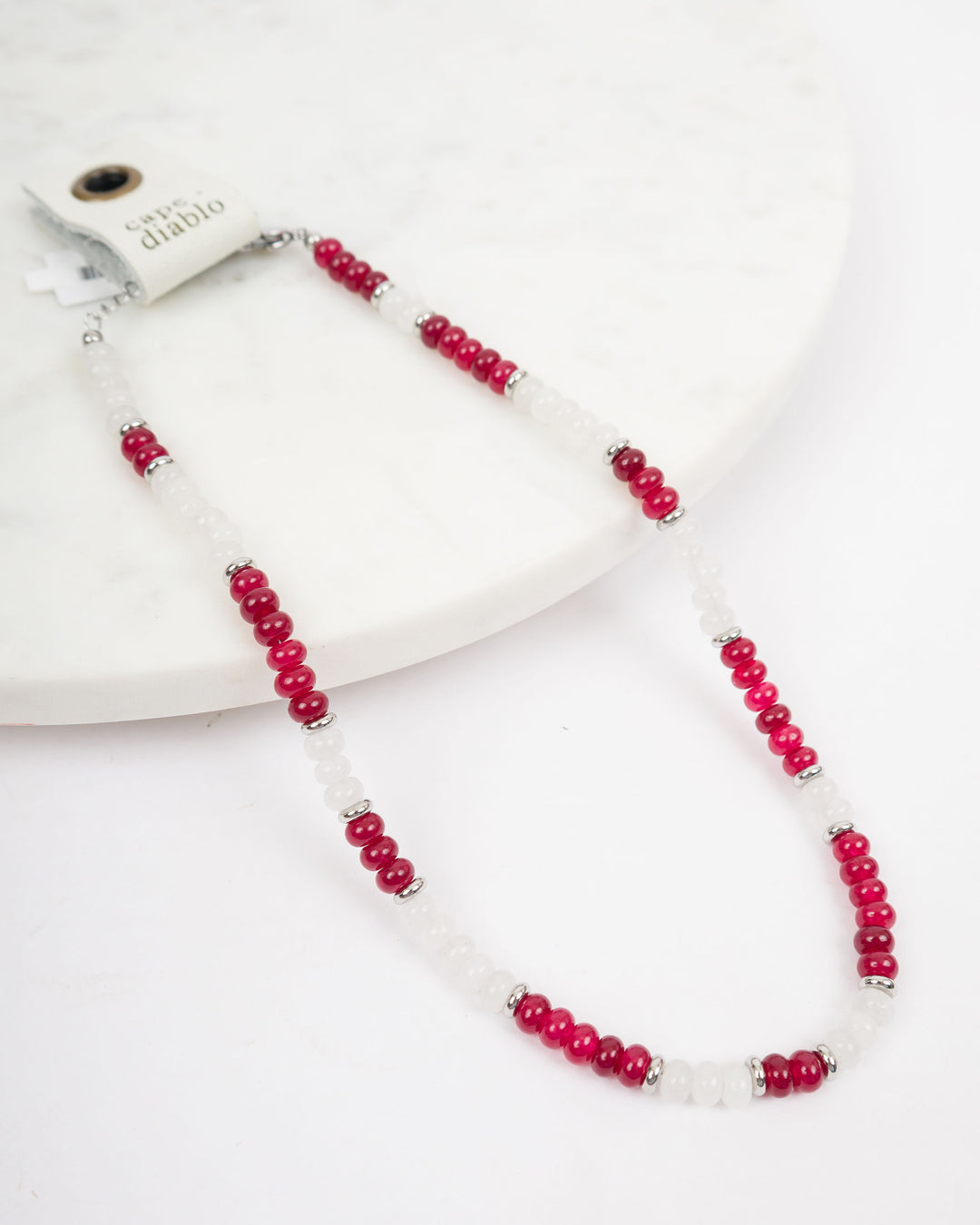 Game Day Bead Necklace - Red &amp; White
