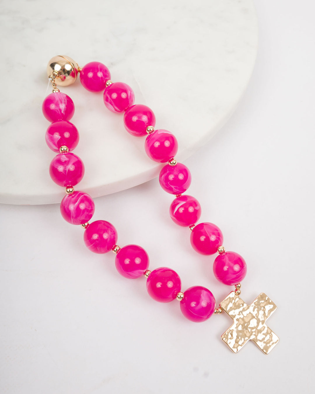 20mm Resin Ball with Cross - Pink