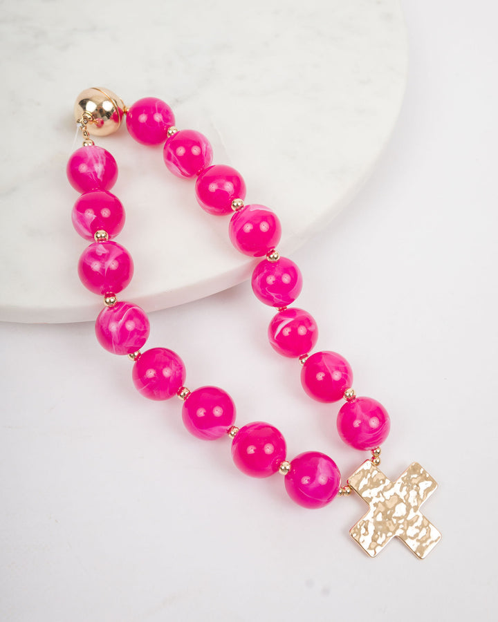 20mm Resin Ball with Cross - Pink