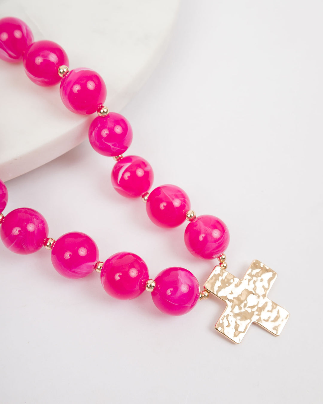 20mm Resin Ball with Cross - Pink