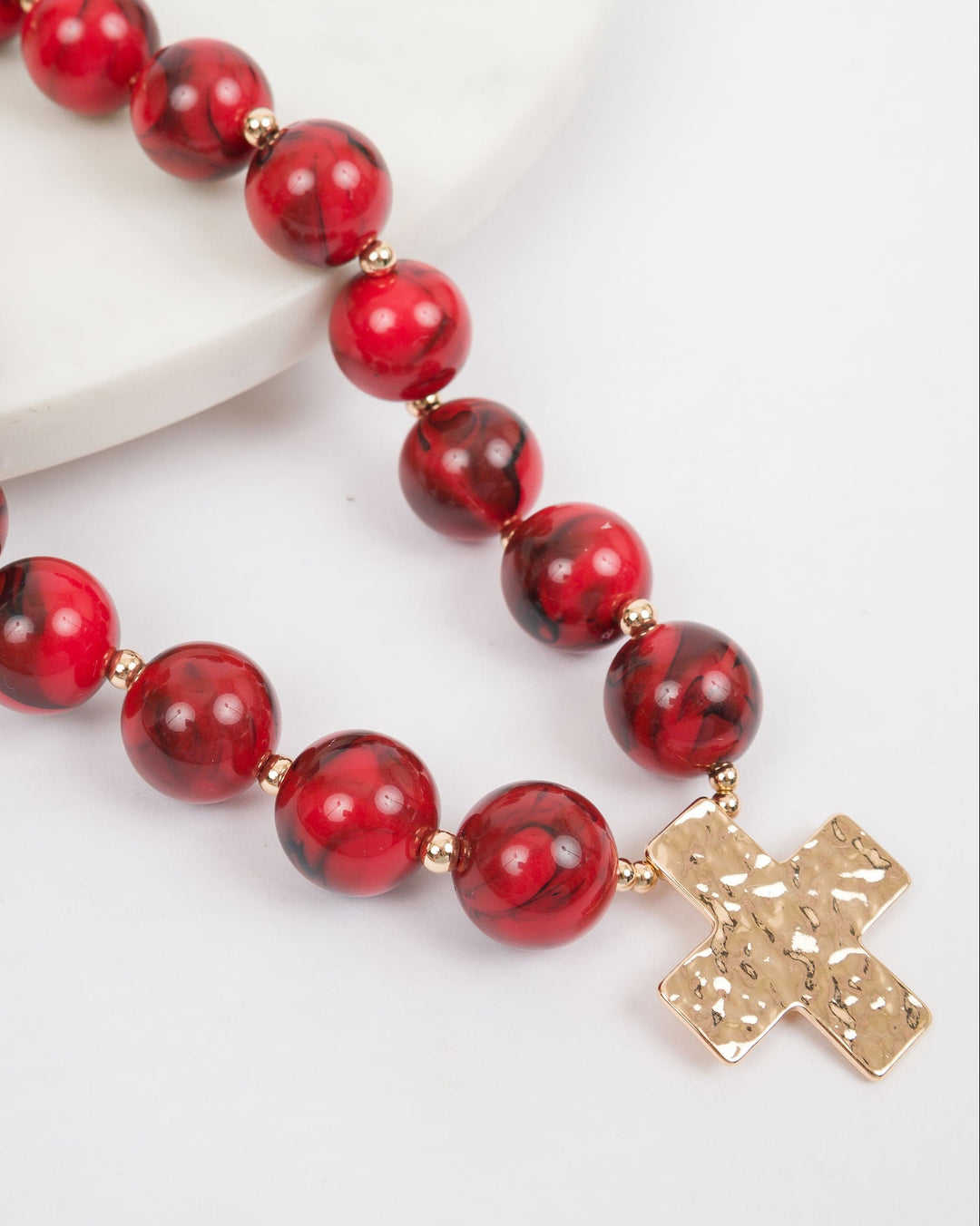 20mm Resin Ball with Cross - Red