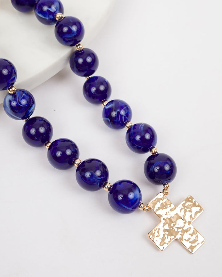 20mm Resin Ball with Cross - Blue
