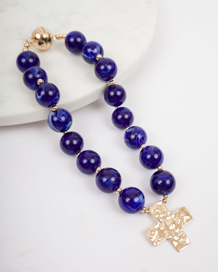 20mm Resin Ball with Cross - Blue
