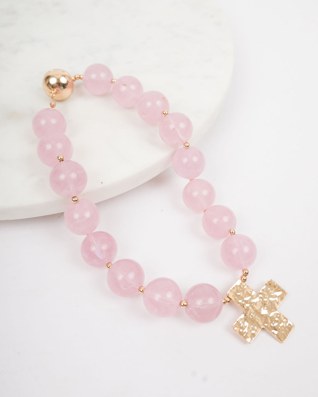 20mm Resin Ball with Cross - Light Pink