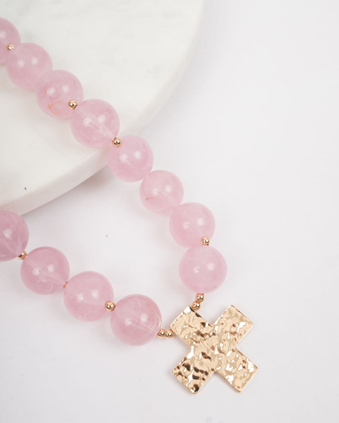 20mm Resin Ball with Cross - Light Pink