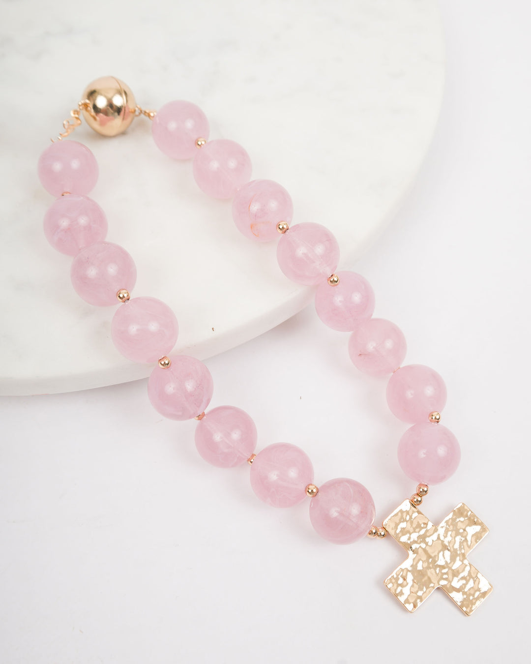 20mm Resin Ball with Cross - Light Pink