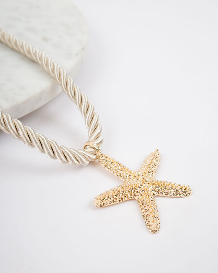 Satin Rope Necklace with Star Fish Charm