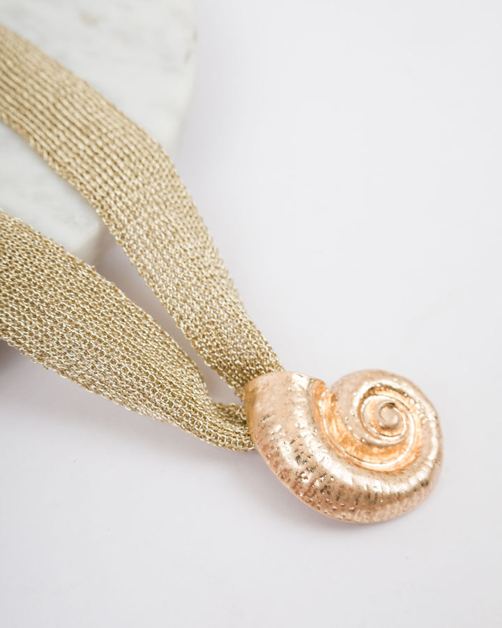 Material Necklace with Large Charm - Shell