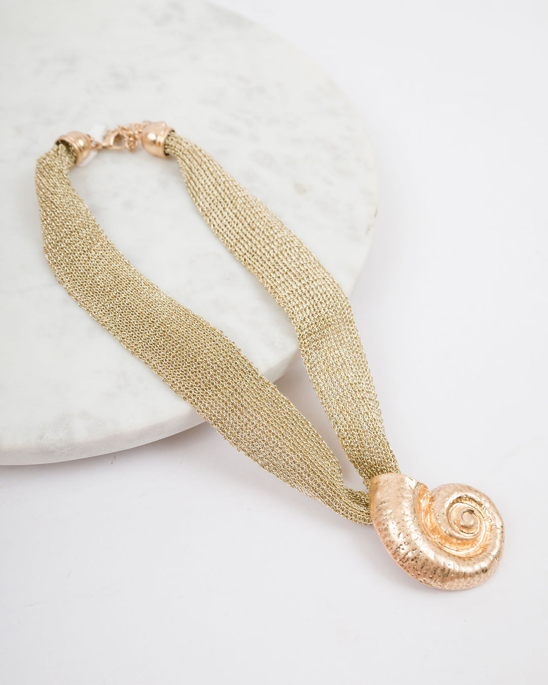 Material Necklace with Large Charm - Shell