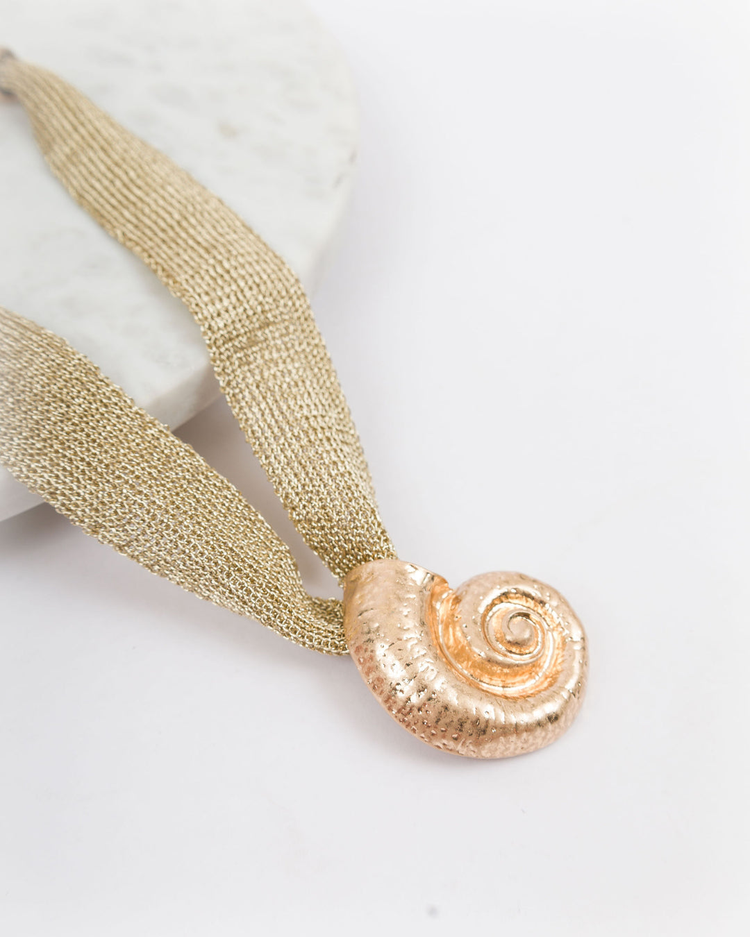 Material Necklace with Large Charm - Shell