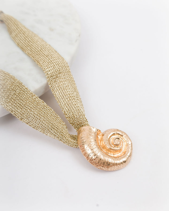 Material Necklace with Large Charm - Shell