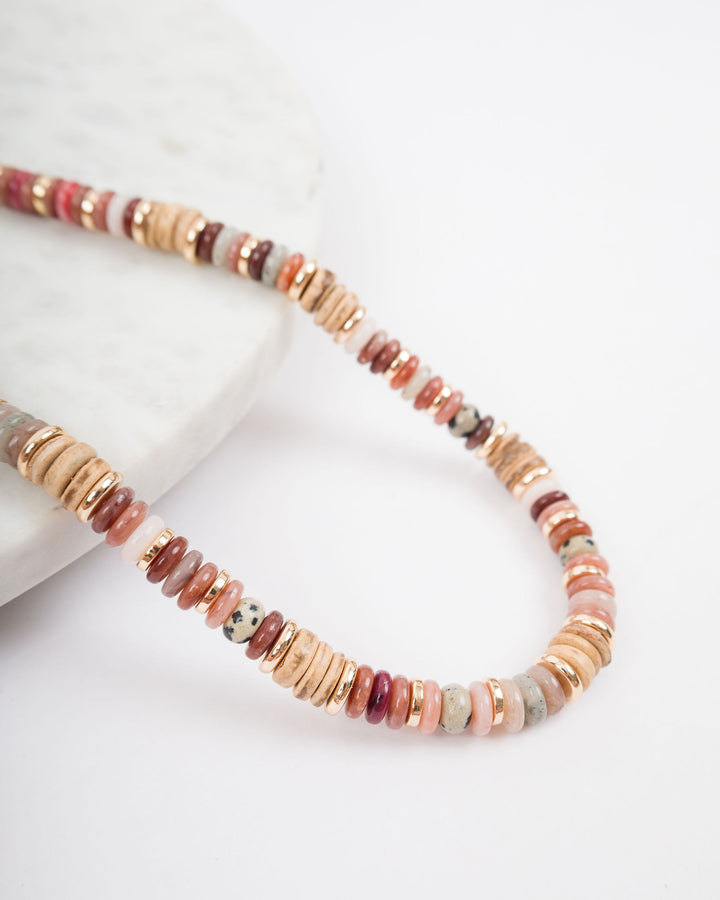 Mixed Beaded Necklace - Brown Mix