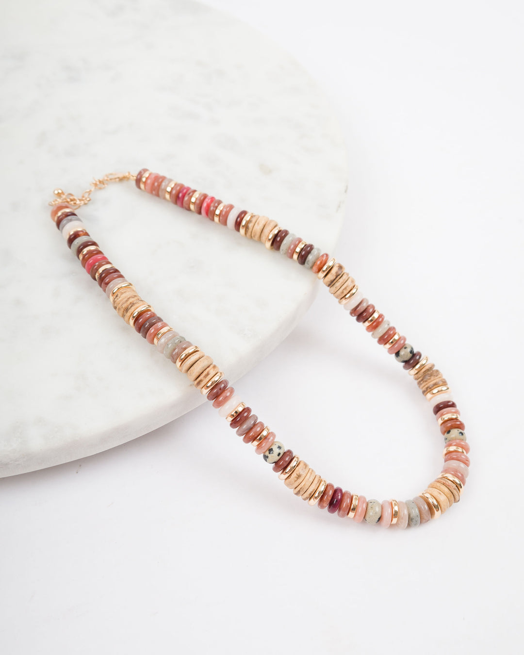 Mixed Beaded Necklace - Brown Mix