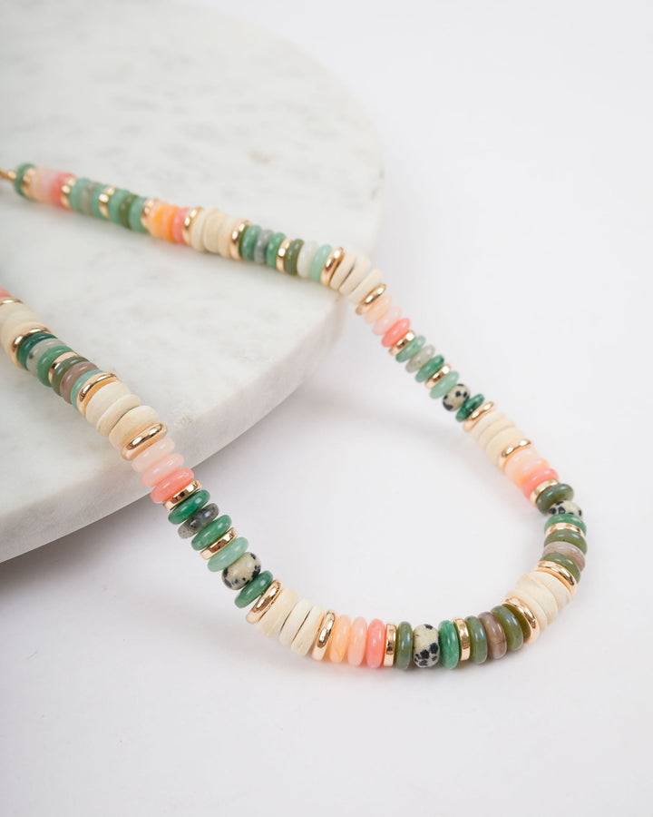 Mixed Beaded Necklace - Green Mix