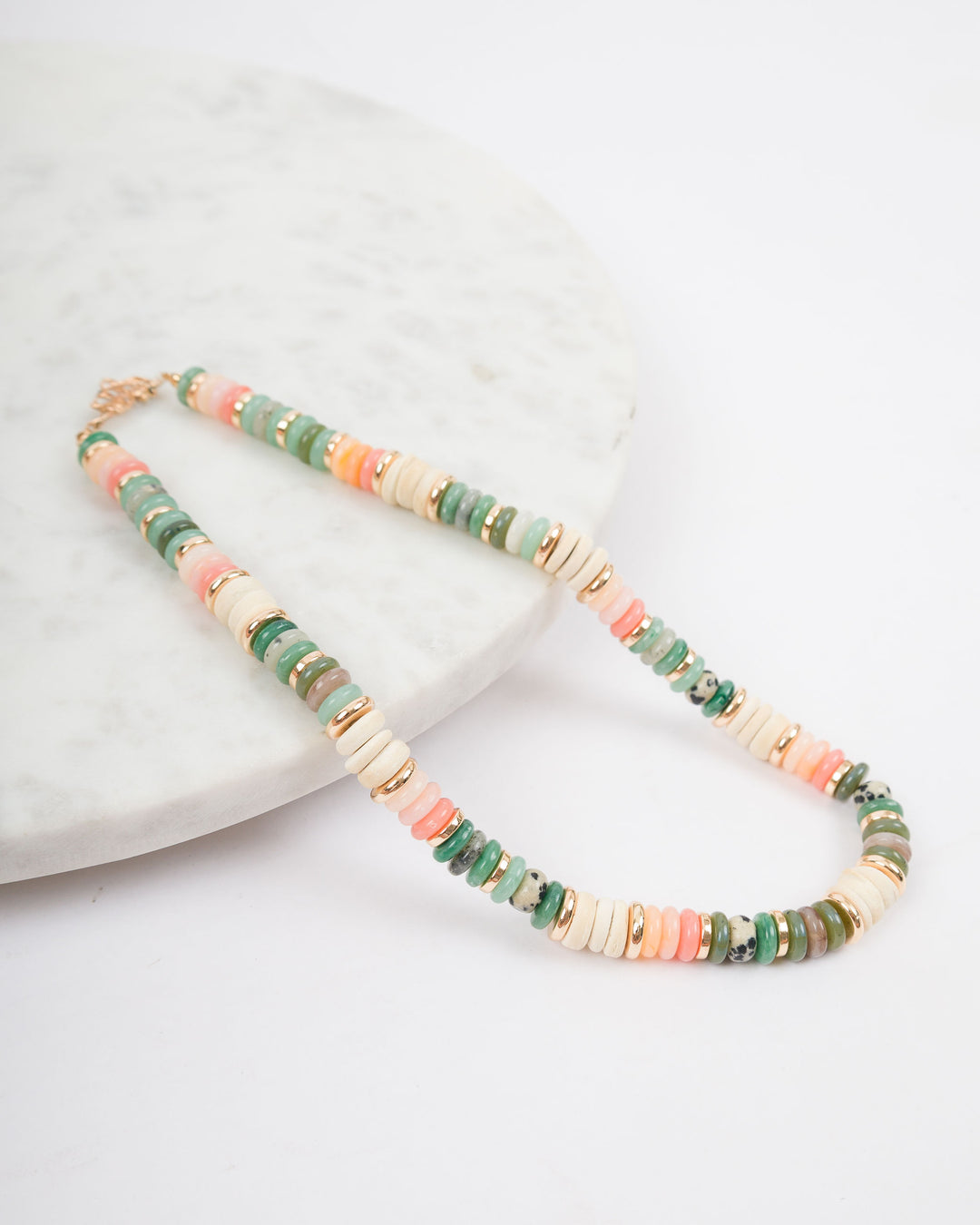 Mixed Beaded Necklace - Green Mix