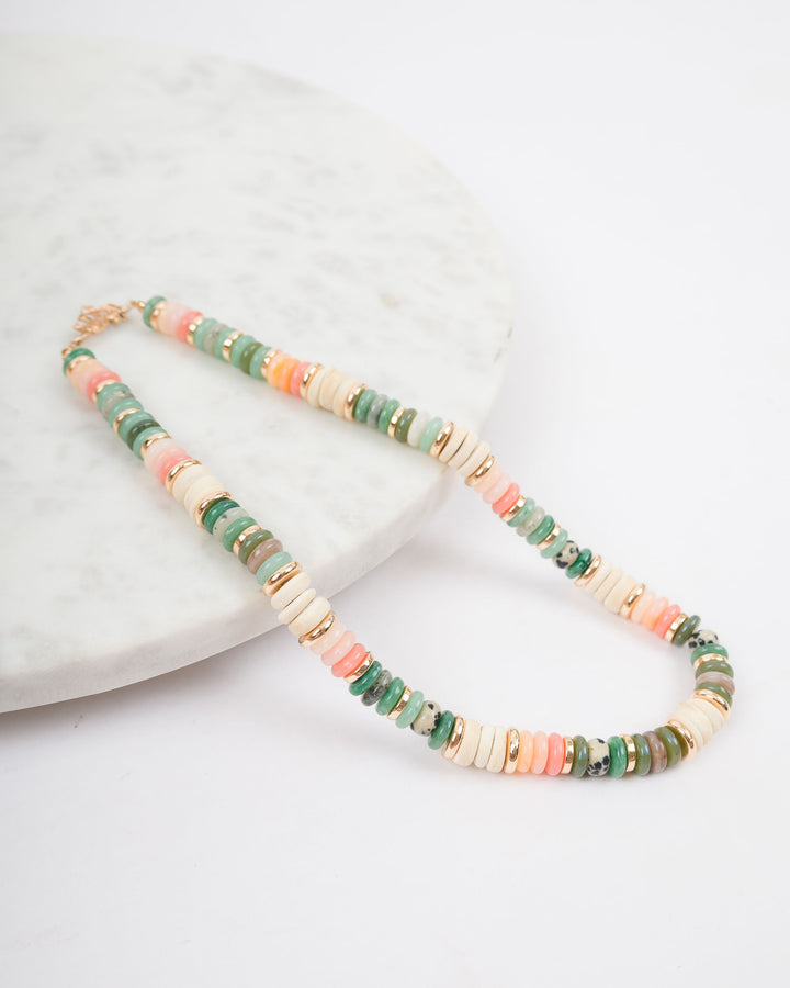 Mixed Beaded Necklace - Green Mix