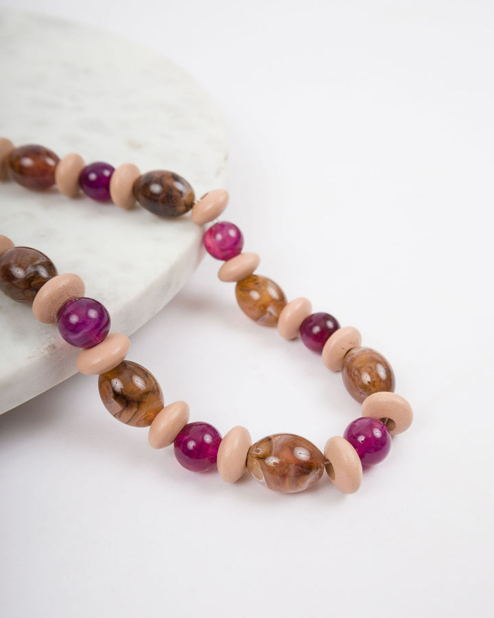 Beaded Necklace - Brown