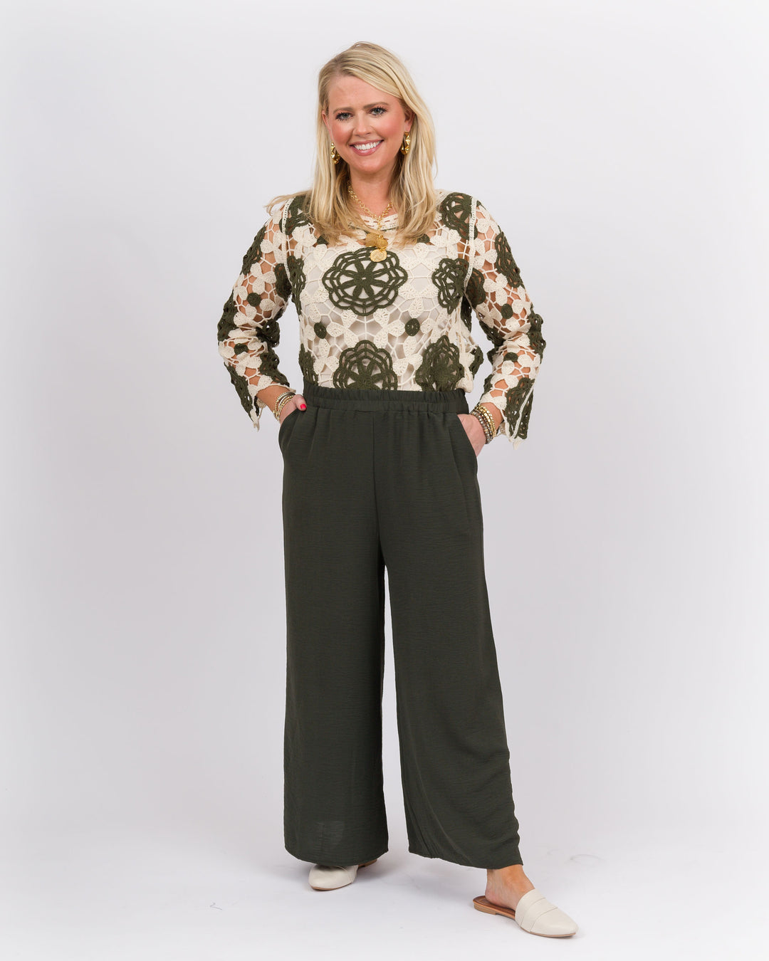 Olive Wide Leg Pants