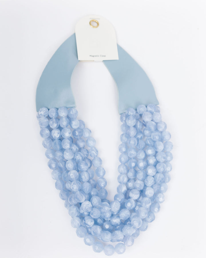Multi Row Beaded Necklace Periwinkle