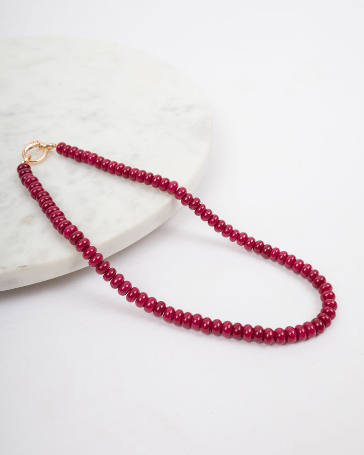 Timeless Clasp Beaded Necklace - Burgandy