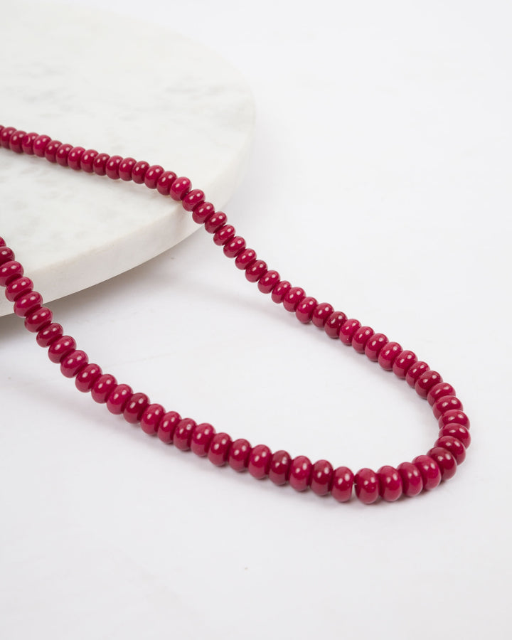 Timeless Clasp Beaded Necklace - Burgandy
