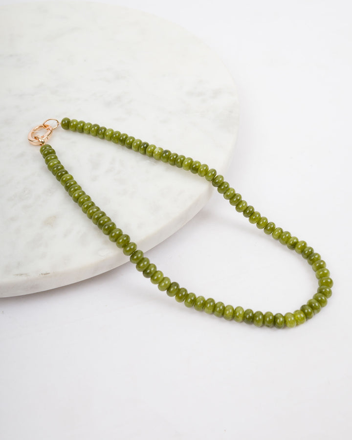 Timeless Clasp Beaded Necklace - Olive