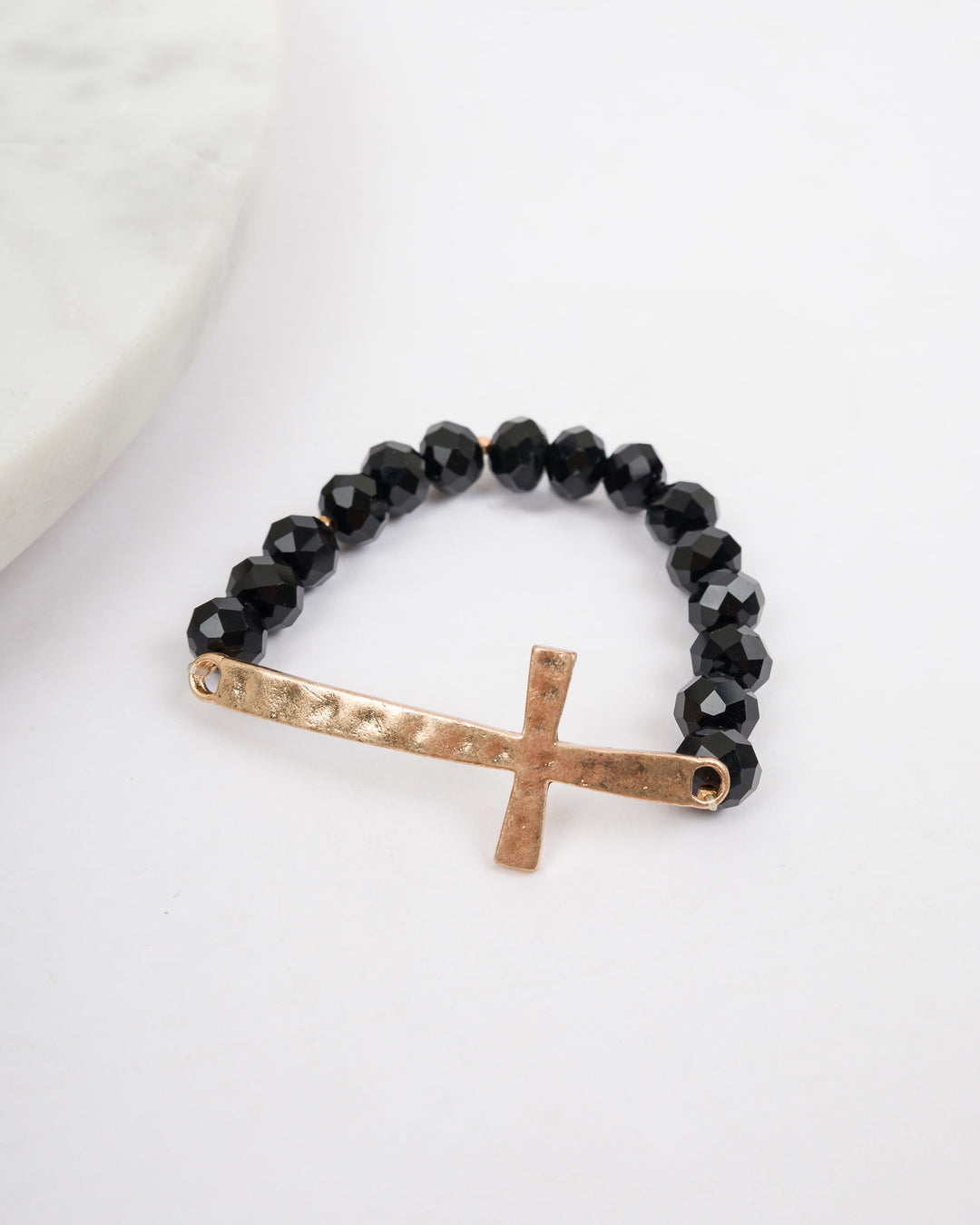 Beaded Cross Bracelet - Black