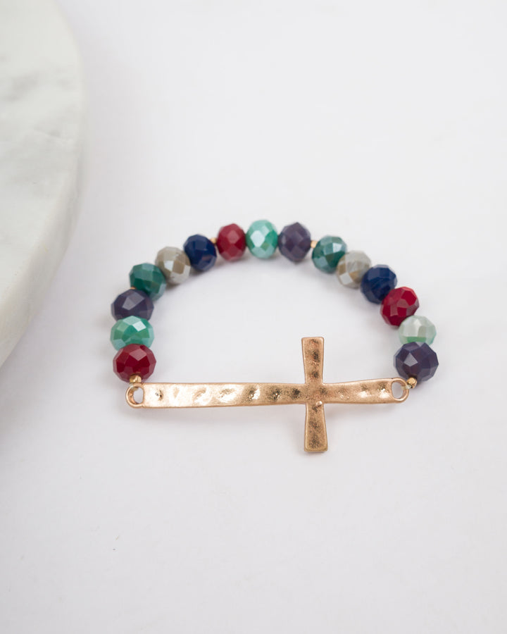 Beaded Cross Bracelet - Multi