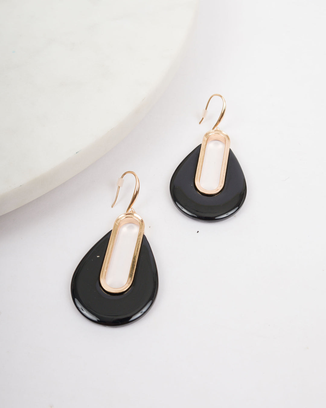 Tear Drop Earrings - Black
